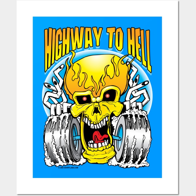 Highway to Hell Skull on Wheels Wall Art by eShirtLabs